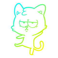 cold gradient line drawing bored cartoon cat