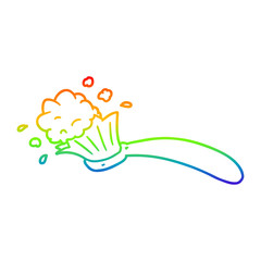 rainbow gradient line drawing cartoon toothbrush and toothpaste