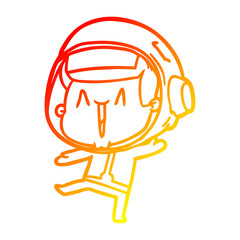 warm gradient line drawing dancing cartoon astronaut