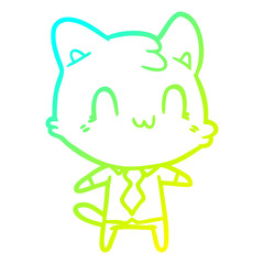 cold gradient line drawing cartoon happy cat