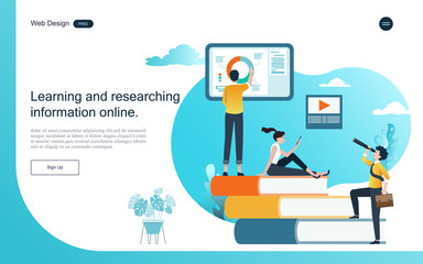  flat design concept of education for website and landing page template.Online education, training and courses, learning, Vector illustration.