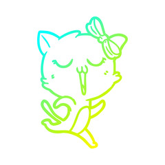 cold gradient line drawing cartoon cat