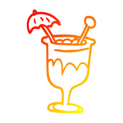 warm gradient line drawing cartoon tropical cocktail