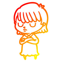 warm gradient line drawing cartoon woman