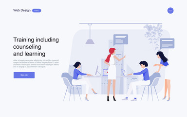  flat design concept of education for website and landing page template.Online education, training and courses, learning, Vector illustration.