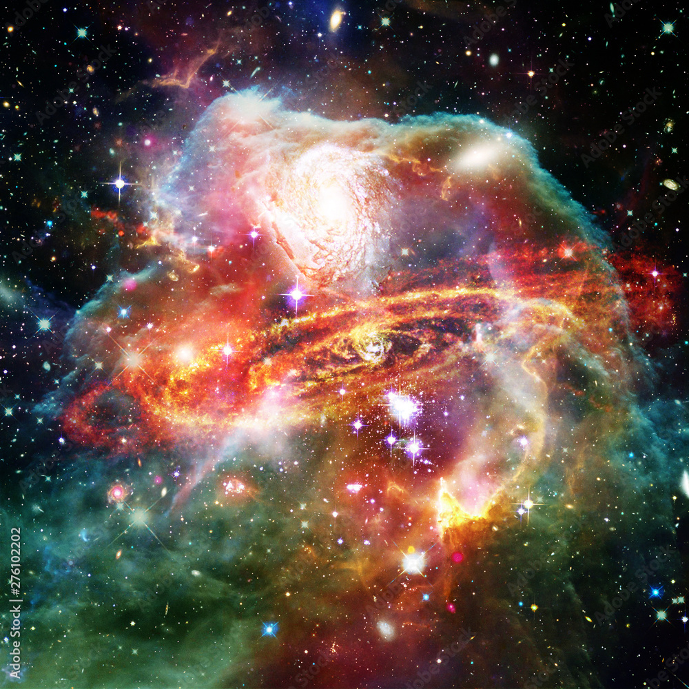 Wall mural space background with colorful galaxy cloud nebula. the elements of this image furnished by nasa.