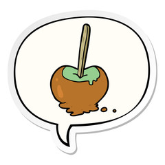 cartoon toffee apple and speech bubble sticker