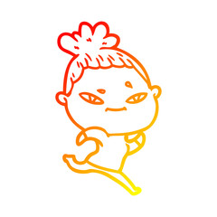 warm gradient line drawing cartoon woman
