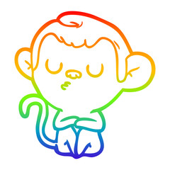 rainbow gradient line drawing cartoon monkey