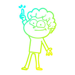 cold gradient line drawing cartoon happy man