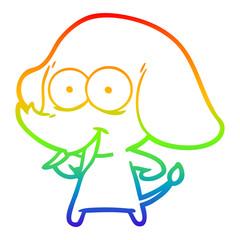 rainbow gradient line drawing happy cartoon elephant