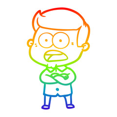 Obraz premium rainbow gradient line drawing cartoon shocked man