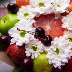 bouquet of fruits and flowers
