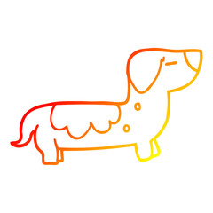 warm gradient line drawing cartoon sausage dog