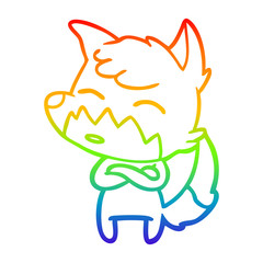 rainbow gradient line drawing cartoon fox
