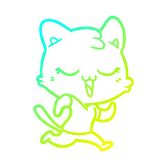 cold gradient line drawing happy cartoon cat
