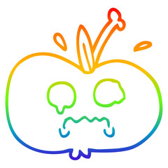 rainbow gradient line drawing cartoon sad apple