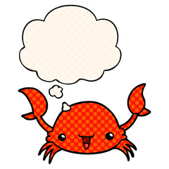 cartoon crab and thought bubble in comic book style