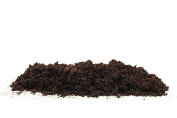 pile of soil isolated on white background - Image .