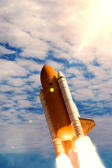 Rocket liftoff. The elements of this image furnished by NASA.