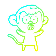 cold gradient line drawing cartoon shocked monkey