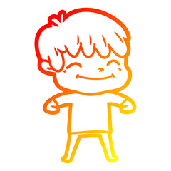 warm gradient line drawing cartoon happy boy