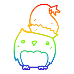 rainbow gradient line drawing cute christmas owl