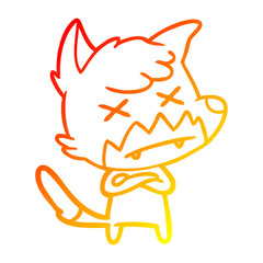 warm gradient line drawing cartoon dead fox