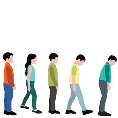 Fototapeta premium child in flat style, children stand in line
