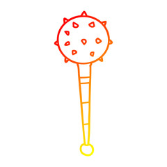 warm gradient line drawing cartoon medieval mace