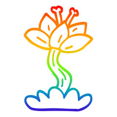 rainbow gradient line drawing cartoon lilly flower