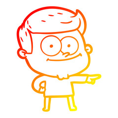 warm gradient line drawing cartoon happy man