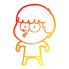 warm gradient line drawing cartoon curious boy