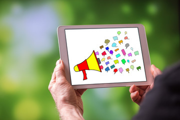Communication concept on a tablet