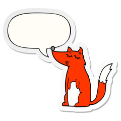 cartoon wolf and speech bubble sticker