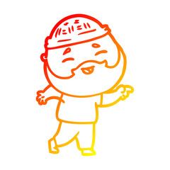 warm gradient line drawing cartoon happy bearded man