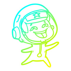 cold gradient line drawing cartoon laughing astronaut