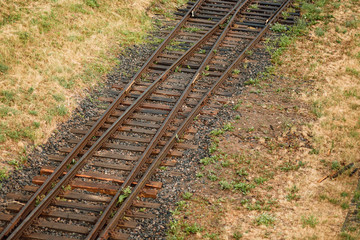 Railroad elements. Modern railways infrastructure. Railway transportation in the city. rails. Railroad tie.