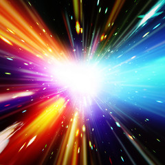 Vivid colorful background with starburst. Abstract radial lines fading into background. The...
