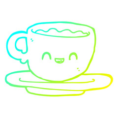 cold gradient line drawing cartoon hot cup of coffee