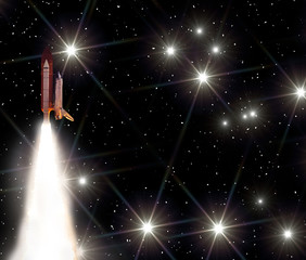 Rocket going to planets and stars. The elements of this image furnished by NASA.