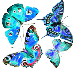 set of colorful butterflies