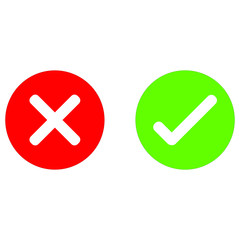 Choose mark, check mark icon, red and green, flat style vector illustration