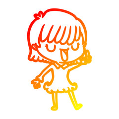 warm gradient line drawing cartoon woman