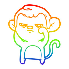 rainbow gradient line drawing cartoon annoyed monkey
