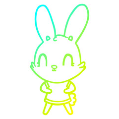 cold gradient line drawing cute cartoon rabbit in dress