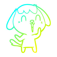 cold gradient line drawing cute cartoon dog