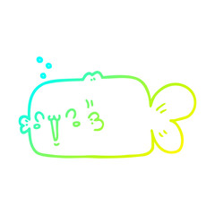 cold gradient line drawing cartoon fish