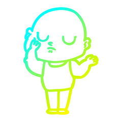 Fototapeta premium cold gradient line drawing cartoon bald man