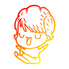 warm gradient line drawing cartoon woman talking